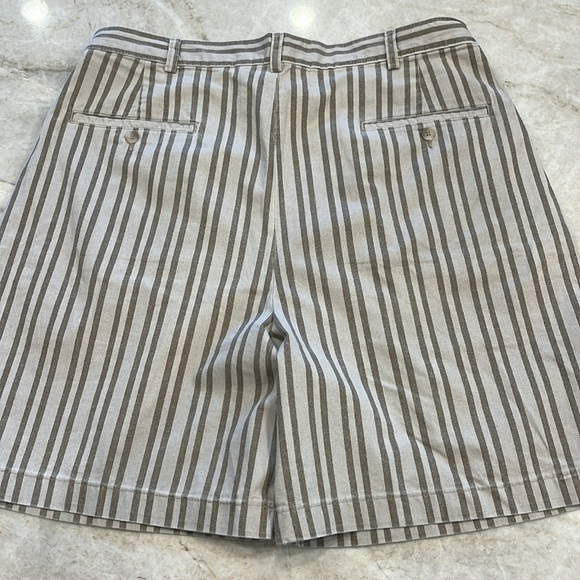 Ruff Hewn | Pleated Bermuda Shorts | Grey/Beige Stripes | Men’s 36 Wiast - Picture 2 of 11